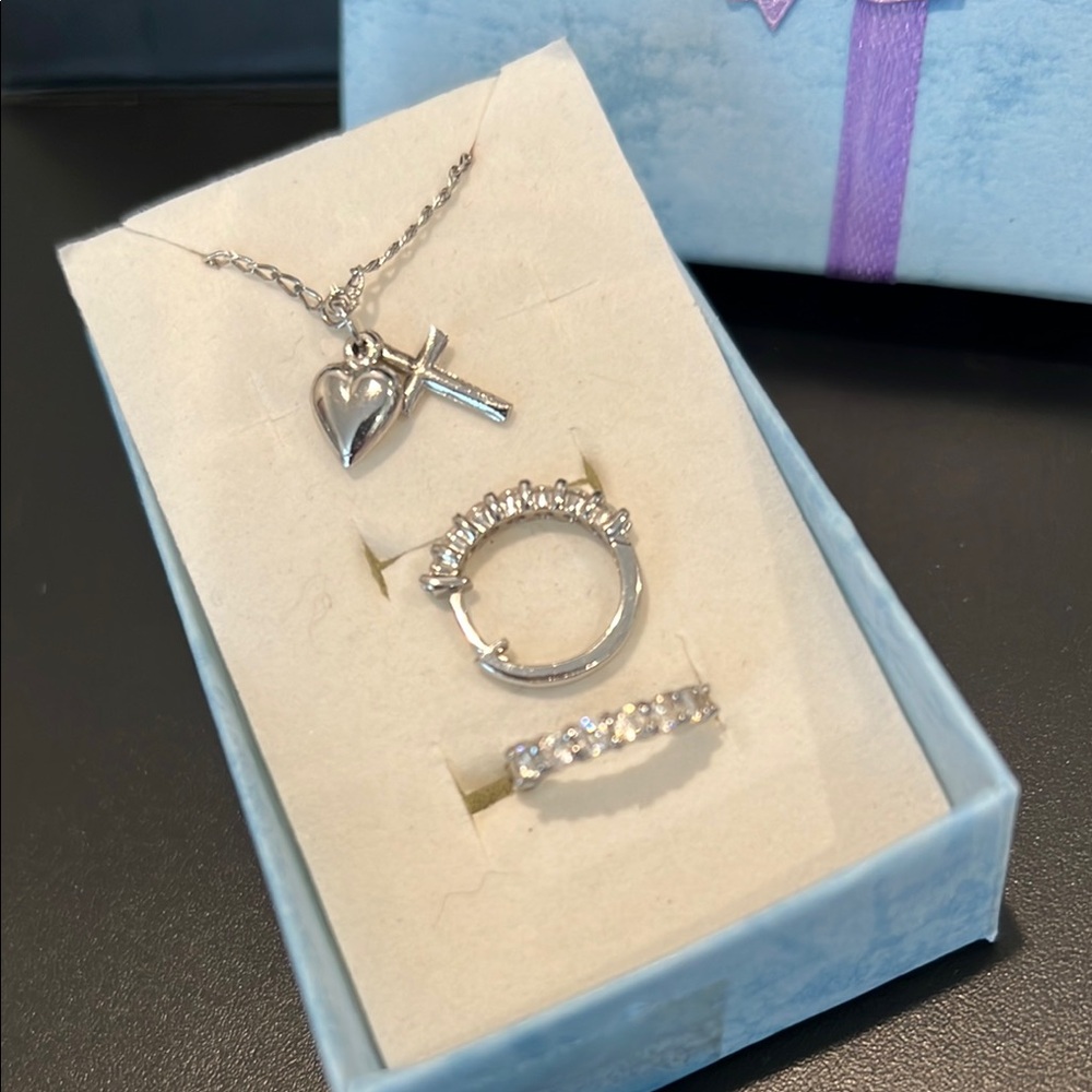 Sterling Silver CZ Earrings and Bracelet SET